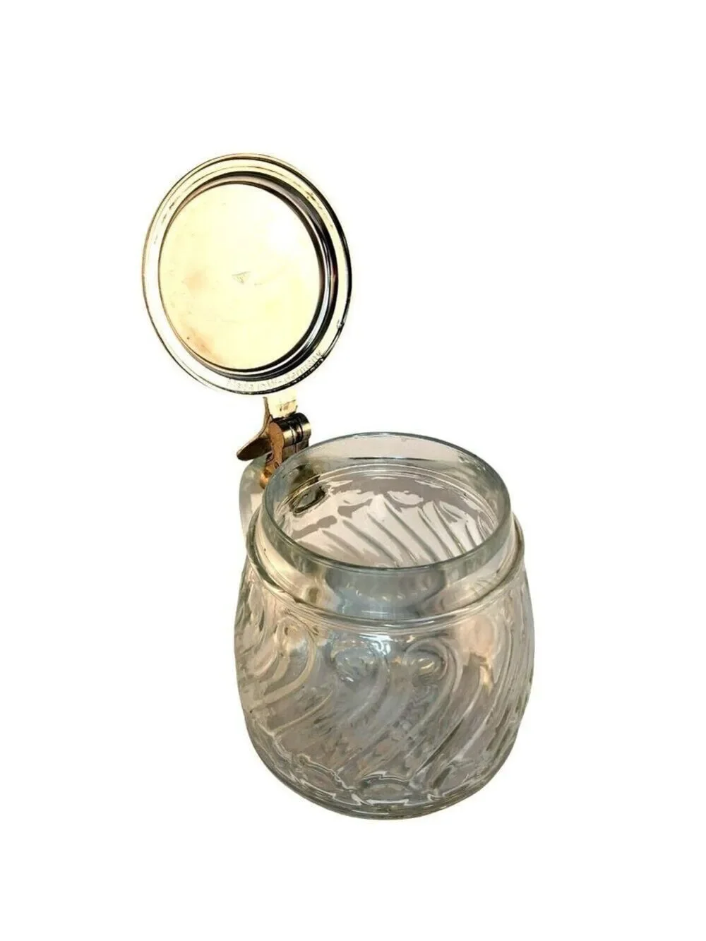 Original BMF W. Germany Glass Stein Pewter Lid Vintage Etched Glass Tankard Swir